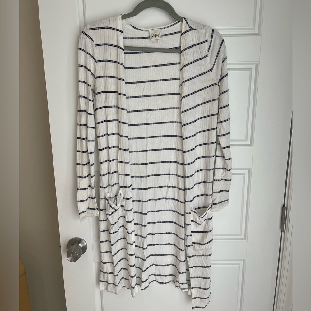 Black and White Striped Cardigan